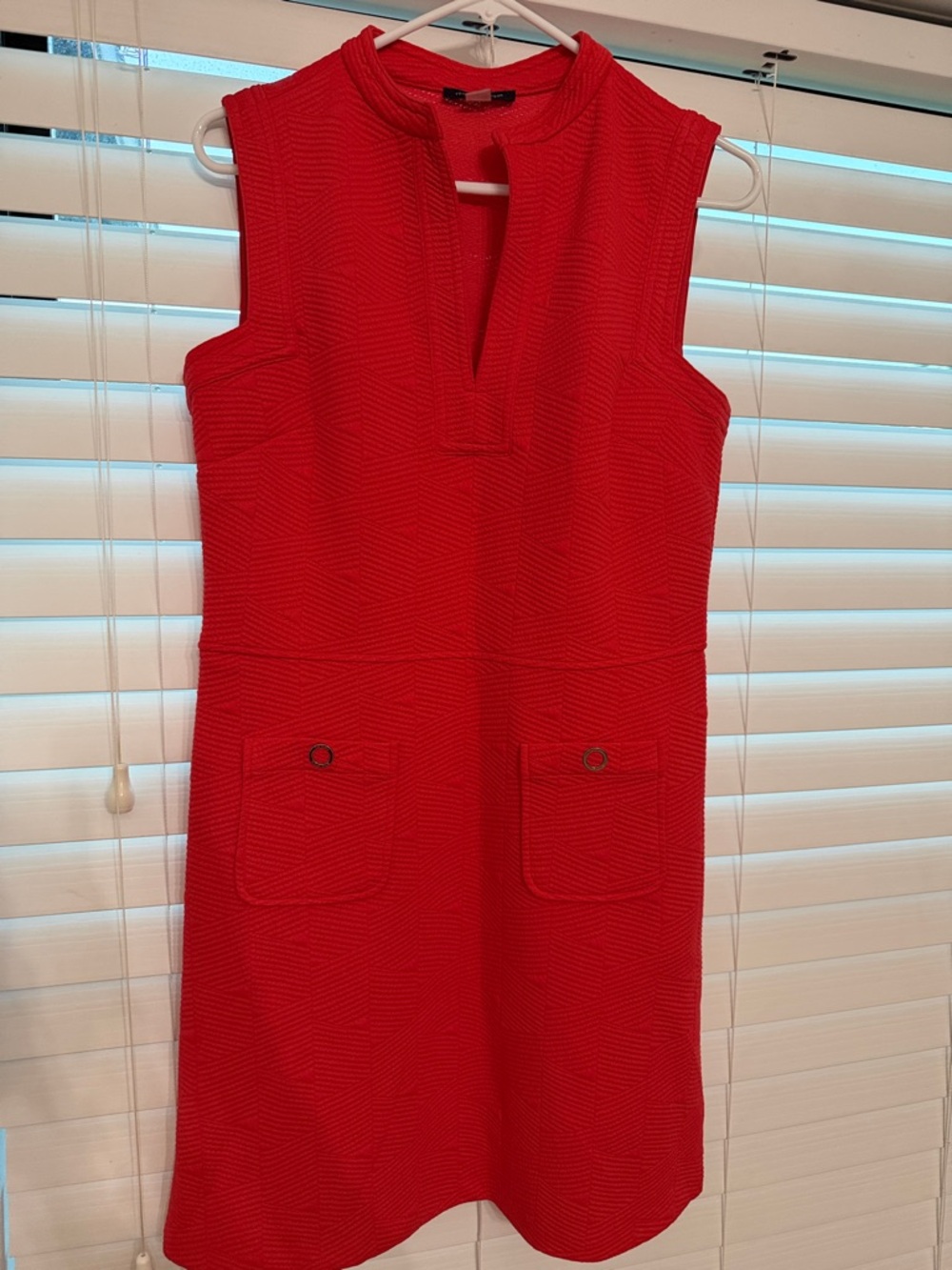 Calvin Klein Red Sleeveless Asymmetrical Shift Dress